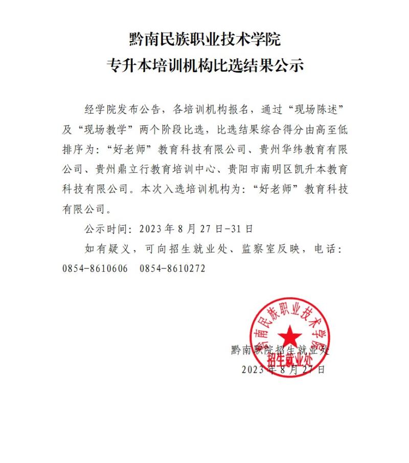 黔南民族职业技术学院专升本培训机构比选结果公示.png